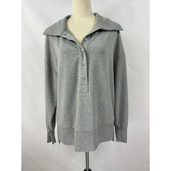 Sincerely Jules Tunic Sweatshirt Grey Large Long Sleeve Snaps Large Collar - Picture 9 of 9